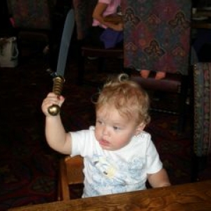 Ok who gave the baby a sword??
