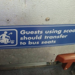Sign on bus