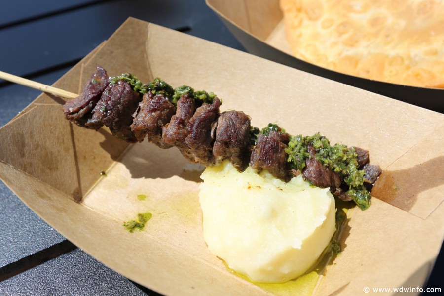 Grilled Beef Skewer with Chimichurri Sauce and Boniato Puree